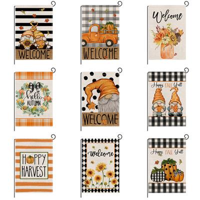 Autumn Pumpkin Garden Flag Linen Double Sided Printed Outdoor Garden Holiday Decoration Flag