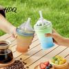 One-button Ice Removal Cup Ball with Lid And Straw 2-in-1 Foldable Silicone Maker Hygienic Drinking Cup Portable Iced Beverage for Travel