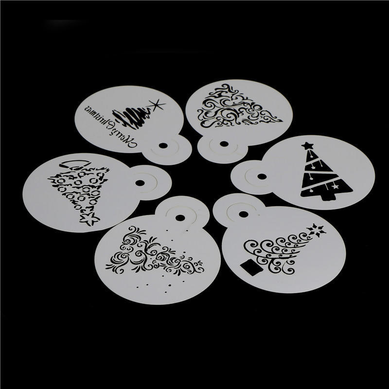 6pcs Christmas Tree Mold Milk Cake Cupcake Stencils Cookie Coffee Template Set 6pcs Christmas Tree Mold Milk Cake Cupcake Stencils Cookie Coffee Template Set