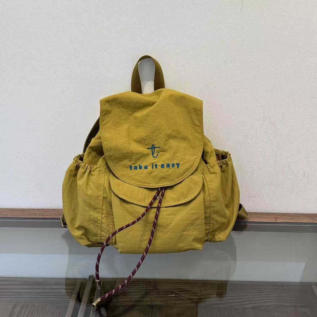 Solid Color Vintage Style Casual Backpack With Breathable Nylon For Daily Use