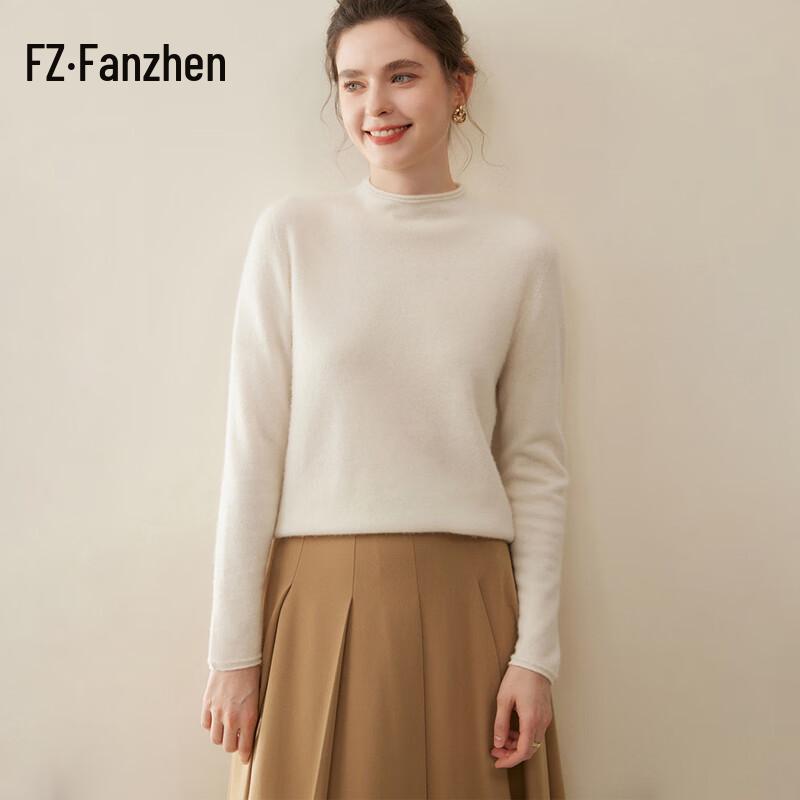 Fanzhen Women's 100% Cashmere Half-High Neck Sweater