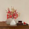Chinese 'Fu' Character Ornament with Red Simulated Flowers – New Year Home Decoration for Living Room and Entrance Hall, Elegant Atmosphere Enhancer.