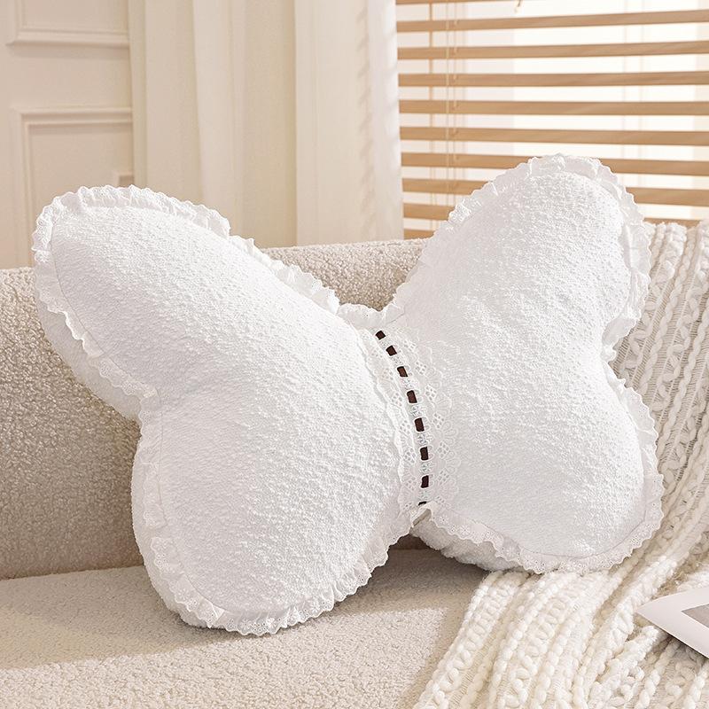 Yarn-dyed Chenille Plush Large Butterfly Pillow Solid Color Stitching Soft Cushion Sofa Decorative Pillow