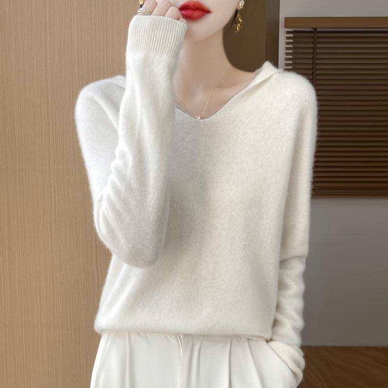 Women's Cashmere Sweater Qinghe Cashmere 30% Cashmere 70% Wool Autumn and Winter Pullover Warm and Fashionable