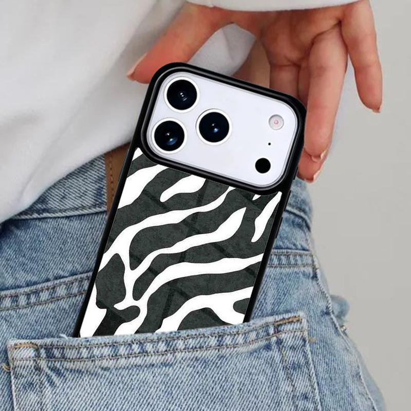 Zebra Print Clip Art Silicone Soft Side Phone Case for iPhone 17ProMax 12 13 14 15 16e 17 Pro Max Plus Air Cover
