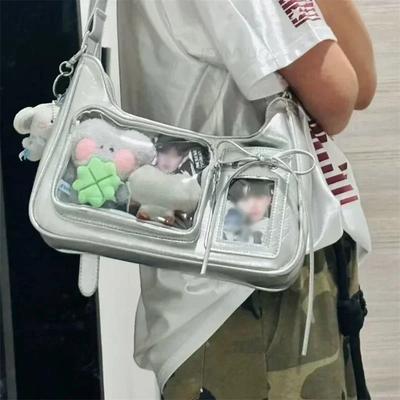 Japanese Harajuku Bag Korean Transparent Retro Trend Shoulder Crossbody Bag Kawaii Girls Transparent Display Handbags