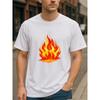 European Sizes Flame Pattern, Edgy and Unique Style Fashionable Printed Cotton T-shirt, Short-sleeved Top, Versatile Casual Style