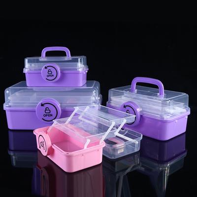 1Pc Children'S Hair Accessory Storage Box With Three Layers And Foldable Hand-Held Accessories Desktop Storage Box Nail Art Box