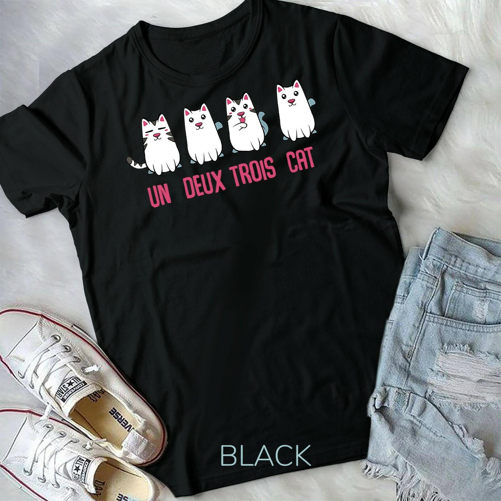 Un Deux Trois Cat Funny French Animal Cat Lover Meowing Unisex Form T-shirt XXL
