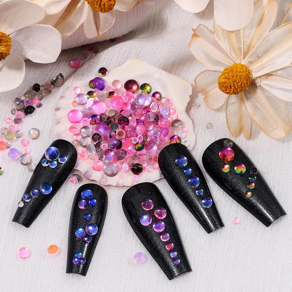 Nail Art Human Fish Bead Bag With 1440 Multi-Size Small Round Diamonds, Flat-Bottomed Nail Art Jewelry, High-Brightness Mixed Magic Diamond Jewelry.