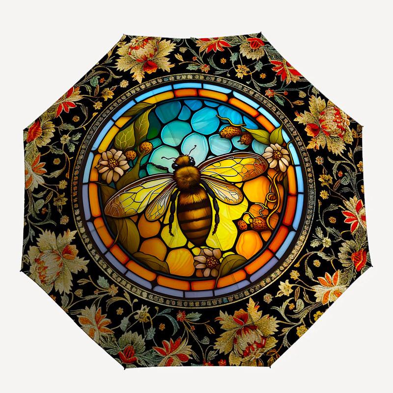 Bee Color RetroThemed Automatic Opening and Closing Umbrella - 8 Ribs, Suitable for Leisure and Going Out, Outdoor Accessory, Gothic Style,