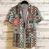 Men Short Sleeve Button Down Shirt Palm Leaf Print Casual Summer Beach Shirt