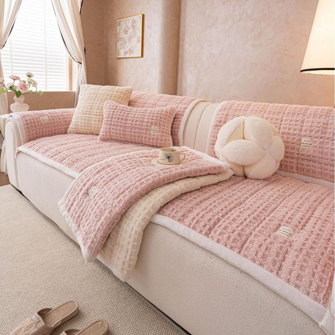 

Mid Ancient Style Sofa Cushion Autumn and Winter Universal Sofa Cover Cloth Thickened Comfortable Skin Friendly Non Slip Cushion 70X70cm рожевий