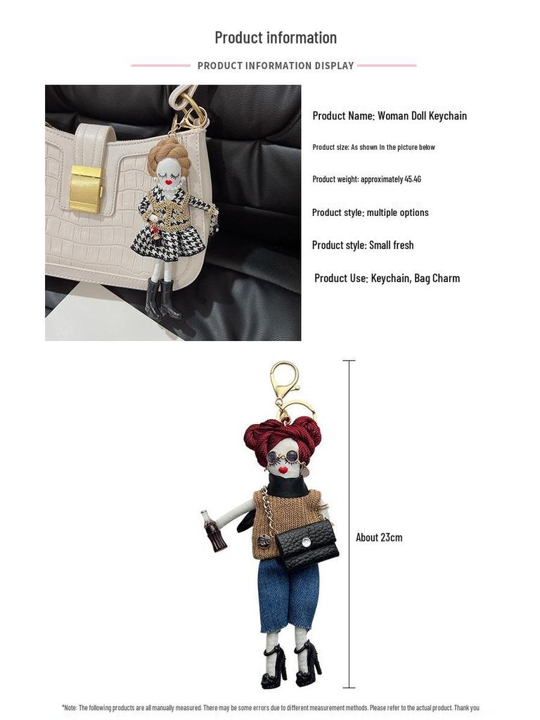 Korean Style Crossbody Bag with Girl Doll Clothes Set Keychain - Fashion Charm Gift