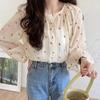 Embroidered Long Sleeved Shirt Women's Summer Thin Shirt Round Neck Slimming Loose Sun Protection Top