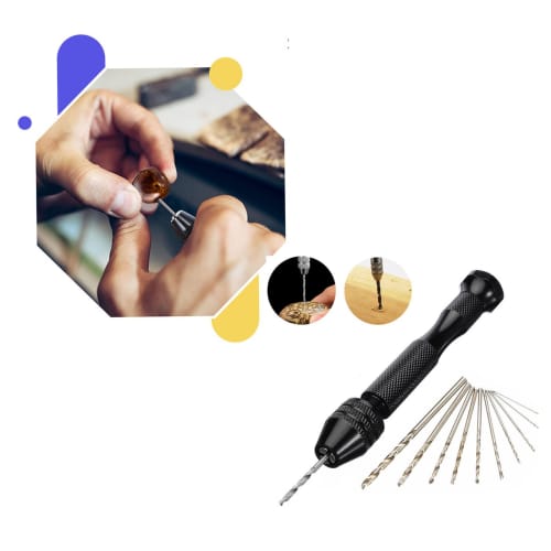 Mirhua Hand Drill, Hand Pin Vise, Small Hand, 26 Sets, Drill Bits 0.5mm-3mm, Manual, No Power Required, Noiseless, Drilling Tool, Small, Precision, DI