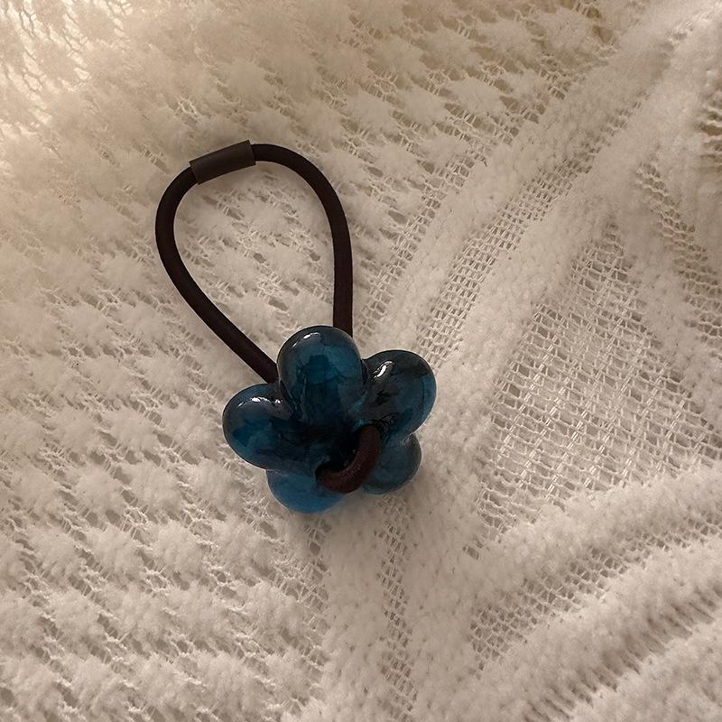 

Текстурированная тушевая текстура акриловая цветочная повязка для волос, модная бисерная резинка для волос, резинка для хвоста, повязка для волос и резинка для волос синий