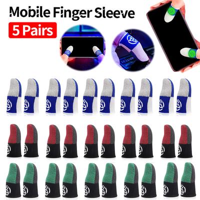 5Pairs Mobile Game Fingertip Gloves Sweatproof Anti-slip Touch Screen Finger Sleeve Breathable Gaming Fingertip Cover For Gamer