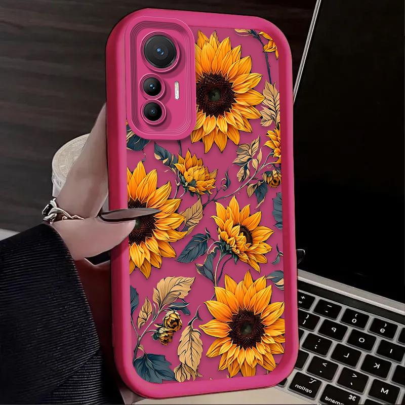 Krásné pouzdro se slunečnicemi pro Xiaomi Poco F7 F6 F5 F4 F3 M5s C65 C75 C71 X7 X6 X5 X4 GT X3 NFC M7 M6 Pro 4G 5G Měkký zadní kryt