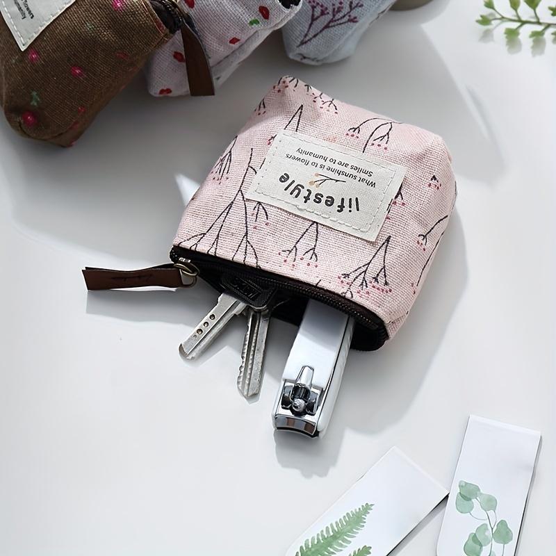 Mini Simple Pattern Storage Pouch, Zipper Carry-On Bag, Lipstick Bag, Earphone Bag