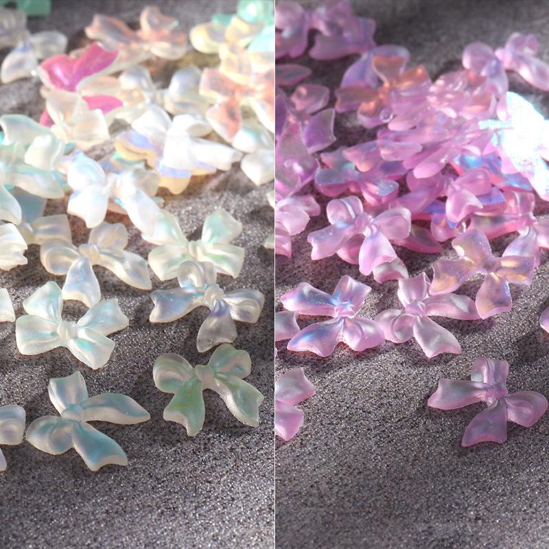 6 Grids 3D Cute Bow Nail Charms Holographic DIY Resin Aurora Decoration Valentine Nail Design Manicure Jewelry Accessories