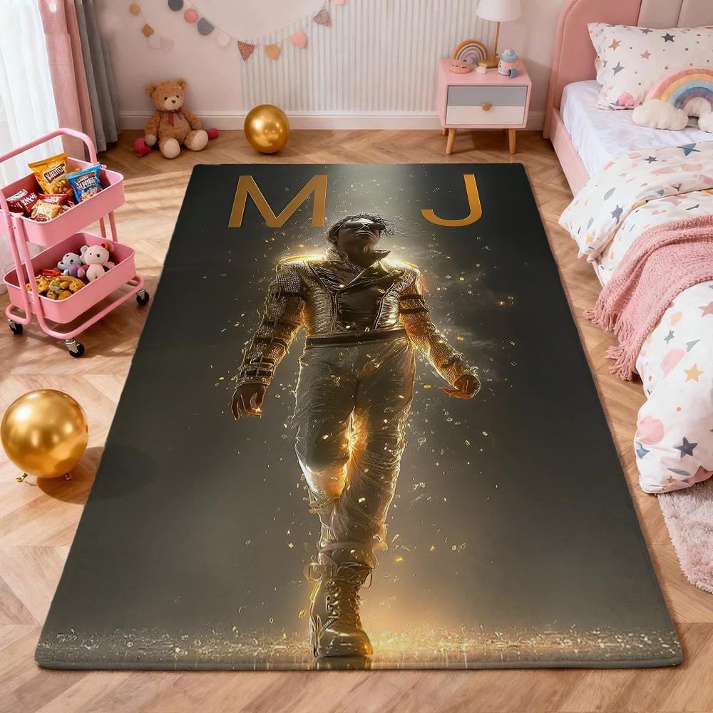 Michael Jackson Portrait Signature Printed Rug Absorbent Nonslip Carpet For Hallway Balcony Study Home Party Decor Halloween Gift