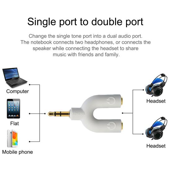 U3 Audio Converter Practical Fast Transmission Metal 1 Male to 2 Female 3.5mm Jack Splitter for Earphone