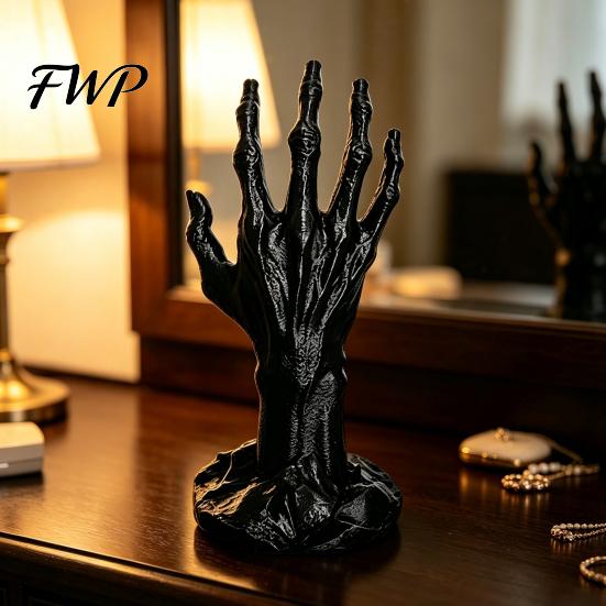 Hand Shape Necklace Stand 3D Printed Skeleton Jewelry Display for Rings Earrings, Gothic Organizer Creative Headphone Bracelet Watch, Ring Holder
