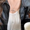 Women's Bowknot Pendant Necklace - Korean Style Silver Sweater Chain, Versatile Summer T-shirt Accessory