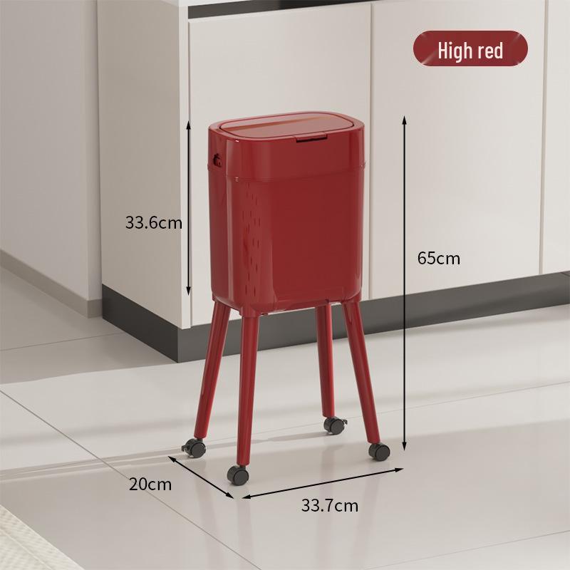 High-Leg Wheeled Trash Can: Stylish, Large-Capacity, with Lid for Kitchen Use