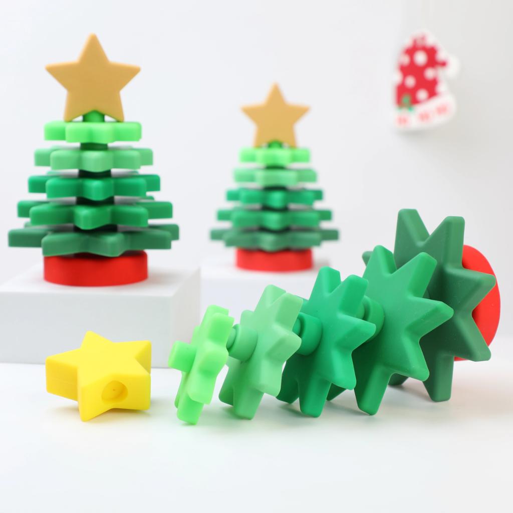 Christmas Tree Silicone Baby Sensory Toy 6-12 Months Toddler Montessori Preschool Learning Stacking Travel Toys, Gifts for Kids
