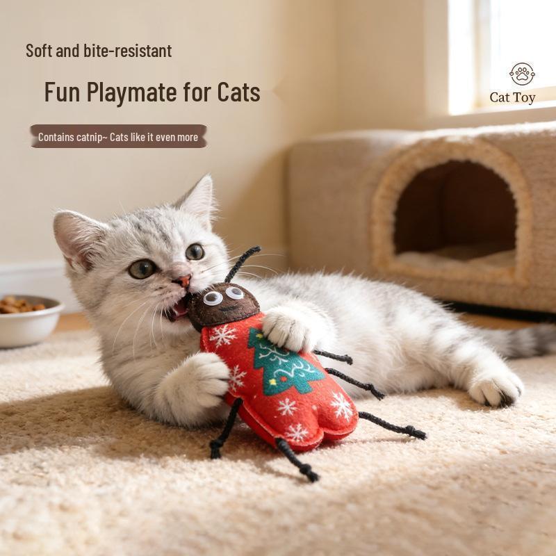 Catnip-Filled Cockroach-Shaped Felt Cat Toy: Self-Entertaining, Scratch, Wear, and Bite Resistant