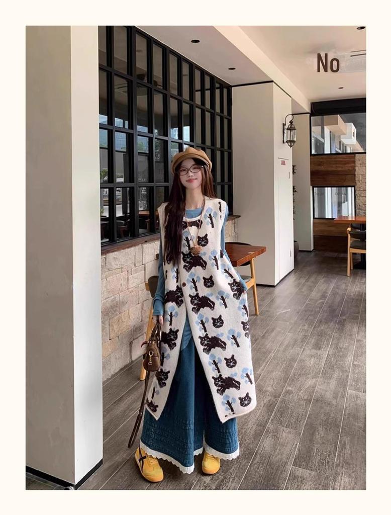 Damen 2024 Herbstmode Anzug: Lagenweste, Spitzen-Unterhemd, Weitbeinige Denim-Hose