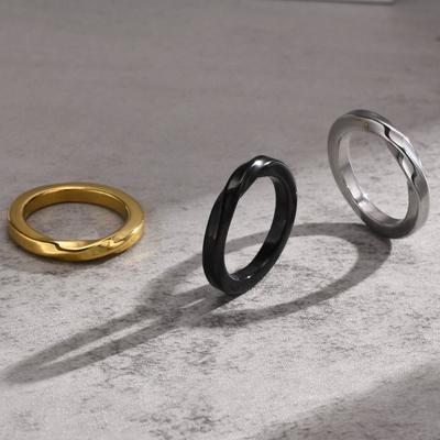 Stijlvolle statement Mobius ringen voor mannen, waterdichte roestvrijstalen massieve metalen vingerringen, Love Forever Promise Gifts sieraden