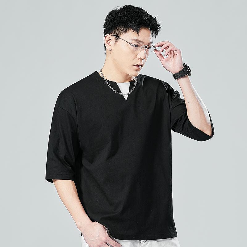 Plus Size Plus Size Men's Loose-fitting Short-sleeved T-shirt Tops Quarter-sleeved Round Neck Half-sleeved T-shirt