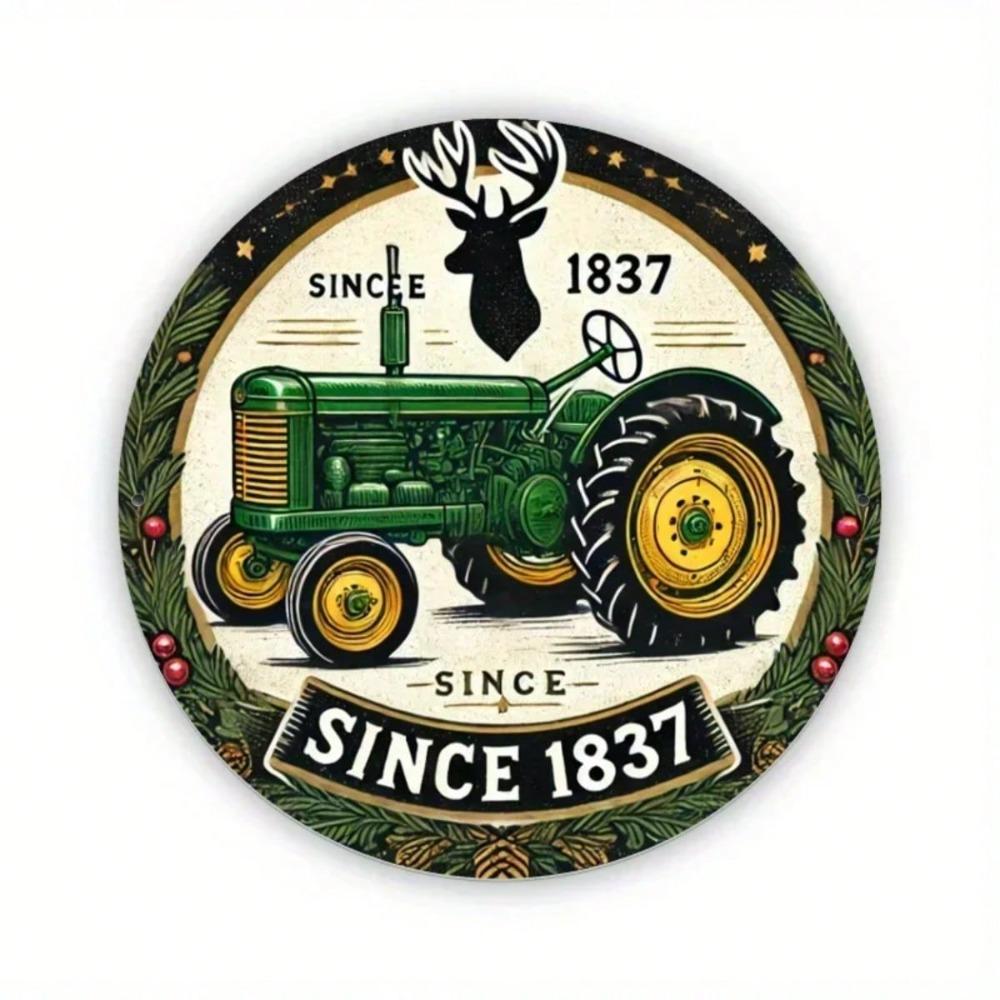 Vintage Tractor Metal Sign Wall Decor Farmhouse Art Antique Green