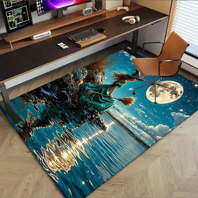 1PC Witchcraft Moonlight Extra Large Non Slip Floor carpet, Office, family, bedroom Large Area Rug Indoor Rugs, Vibrant Colors