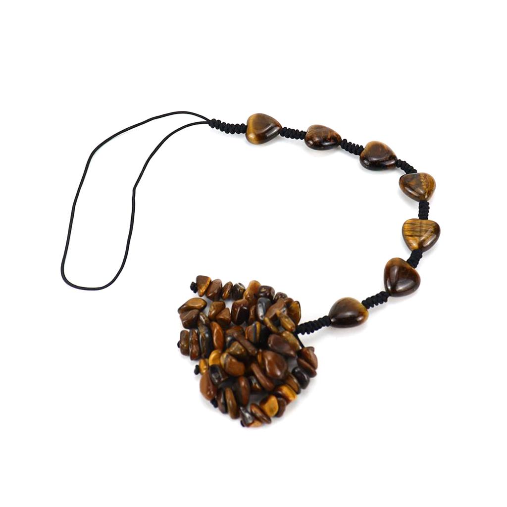 Car Crystal Pendant Natural Quartz Stone Rearview Mirror Ornaments Seven Chakra Heart-shaped Hanging Styling Accessories