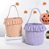 Handheld Cotton Polyester Basket Festive Party Atmosphere Decorative Storage Candy Gift Basket Easter Checkered Cloth Basket