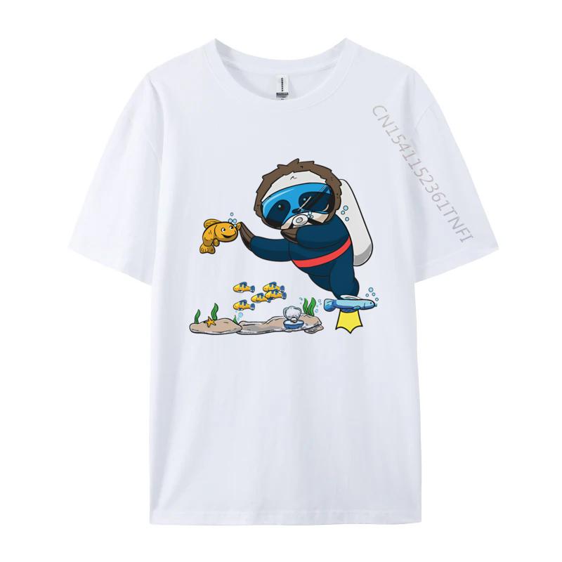 

Scuba Diving Snorkeling Sloth Lazy Tshirt Hip Hop Male T Shirt Street Tops Tees Shirt Mens Designer T Shirt S