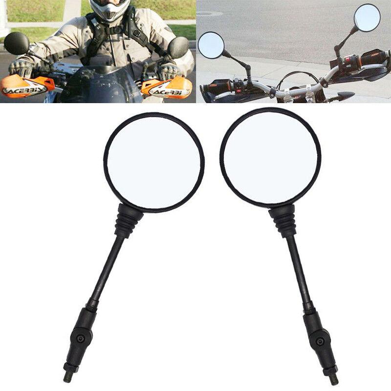 2 st Motorcykel Svart Universal 10 mm Sidospegel Backspegel Anti-fall Vikbar Rund Spegel