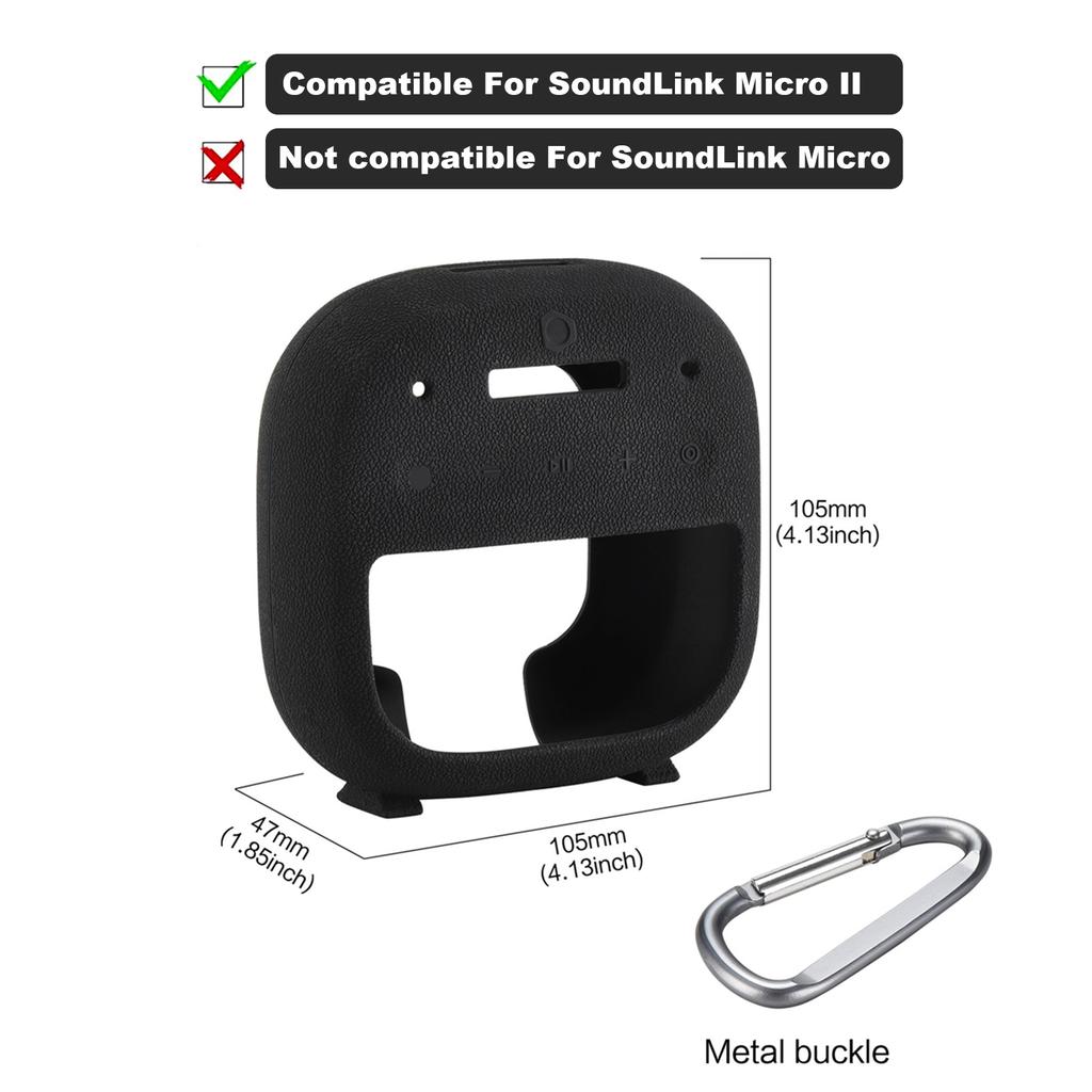 Portable Bluetooth Speaker Silicone Case for Bose SoundLink Micro 2 Speaker Protect Cover Carabiner Outdoor Travel Carry Case