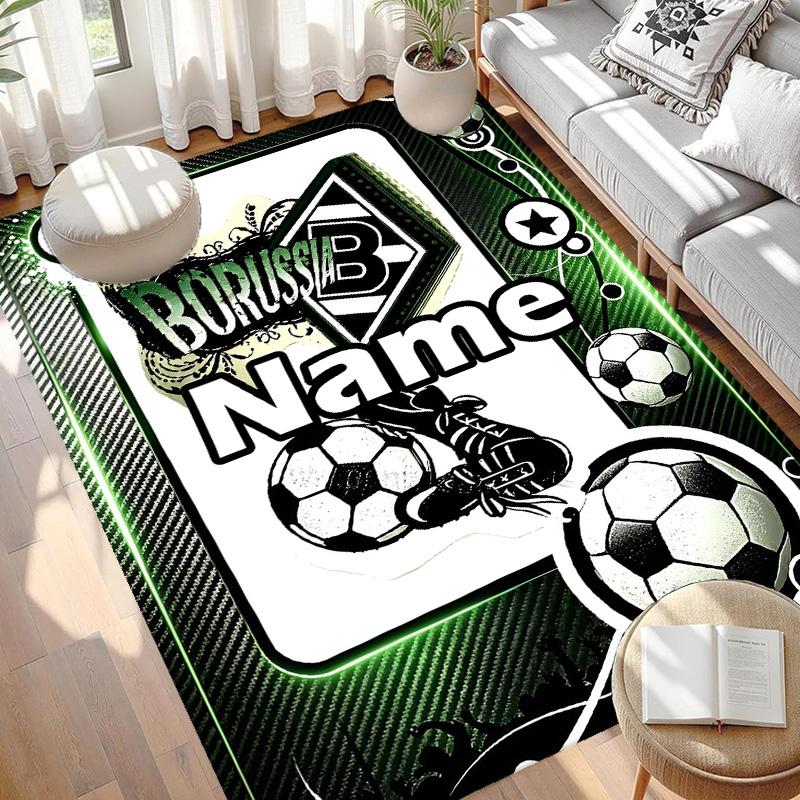 Custom Name Personalized Borussia Monchengladbach Print Carpet, Versatile Home Decor Rug, for Playroom, Apartment, Balcony, Entryway, Hallway Gift