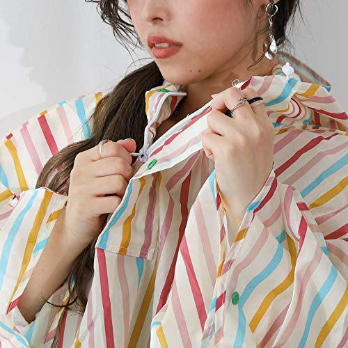 Benetton Rain Poncho, Water-Repellent, with Storage Case, Striped, BENETTON UY-6012