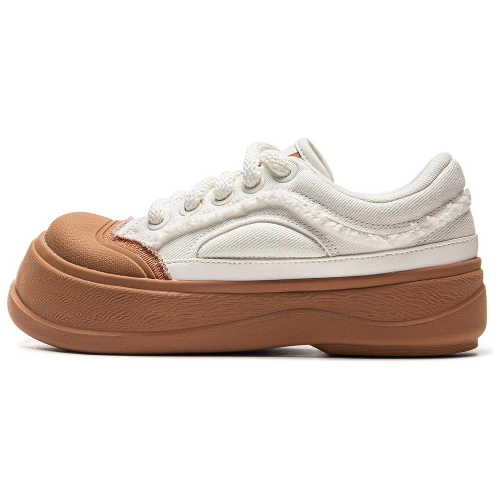 Li-Ning Honning Tyk Såle Platform Sneakers Klassiske Komfortable Trendy Sklisikre Slitesterke Lavsko Damesneakers Hvit Brun AGCV096-1