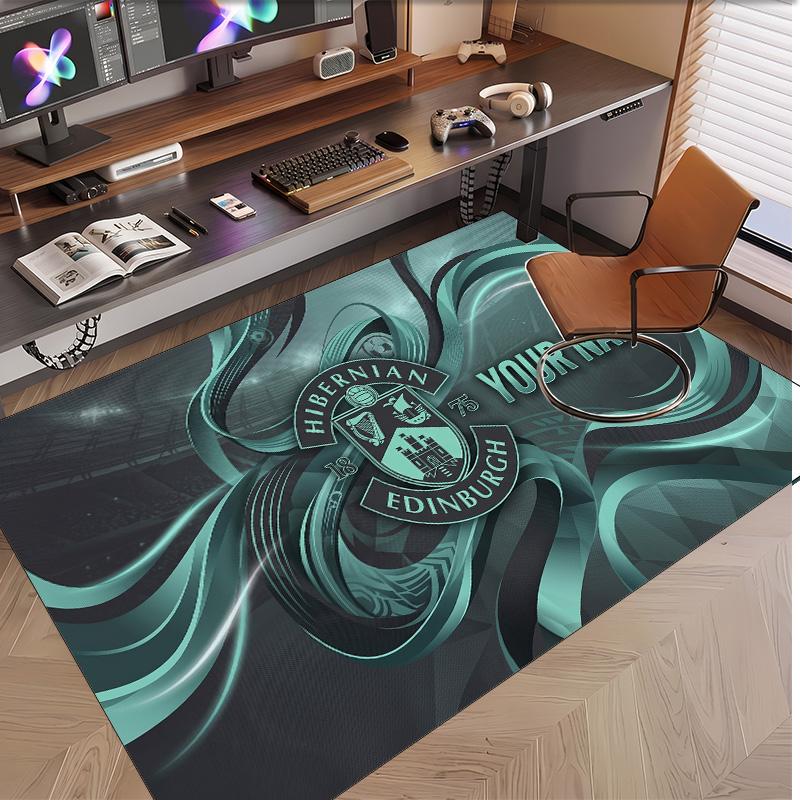 Personalized Crystal Velvet Carpet Hibernian FC Pattern Non Slip Floor Rug