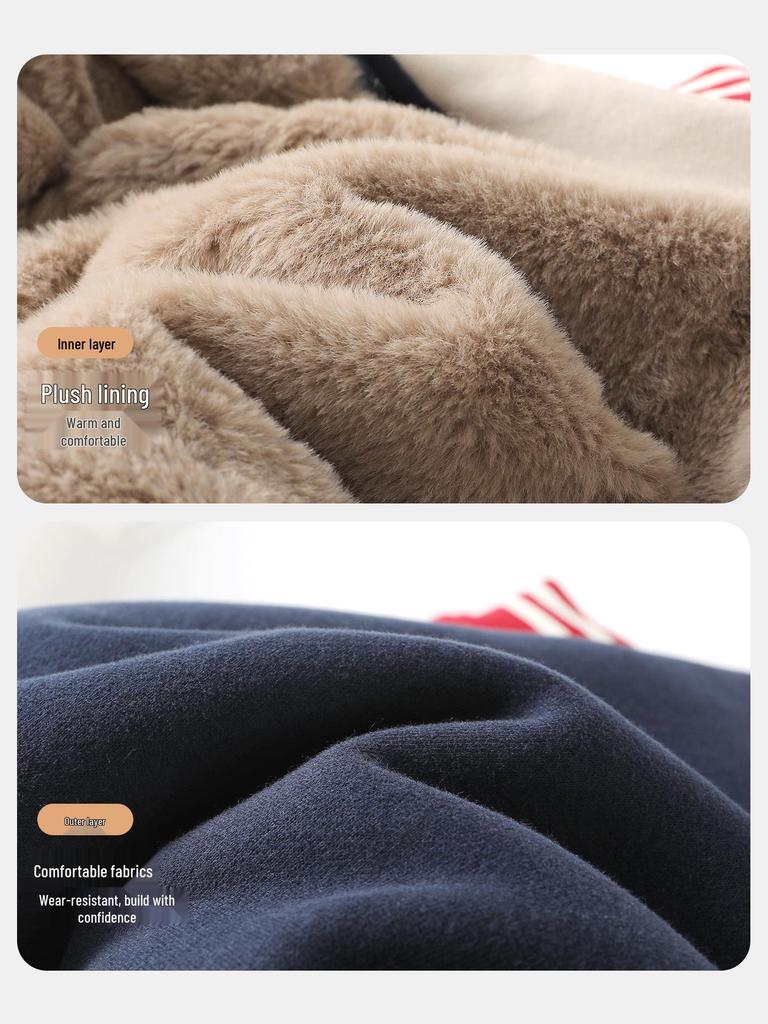 European Boys' Fleece-Lined Baseball Jacket - Thickened Winter 2025 Kids Toddler Coat