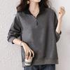 Navava Casual Solid Zip Up High Neck Long Sleeve Sweatshirt Nt2958
