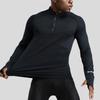 Men Sport Top Zipper Stand Collar Thin Sweat Absorption Quick-drying Long Sleeve Solid Color Basketball Training Fitness Workout