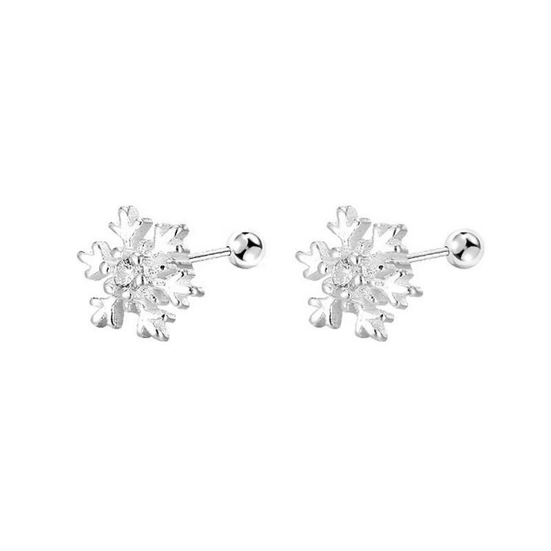 Elegant Diamond Snowflake Stud Earrings - Anti-Drop Screw Twist for Women - Festive Christmas Accessory